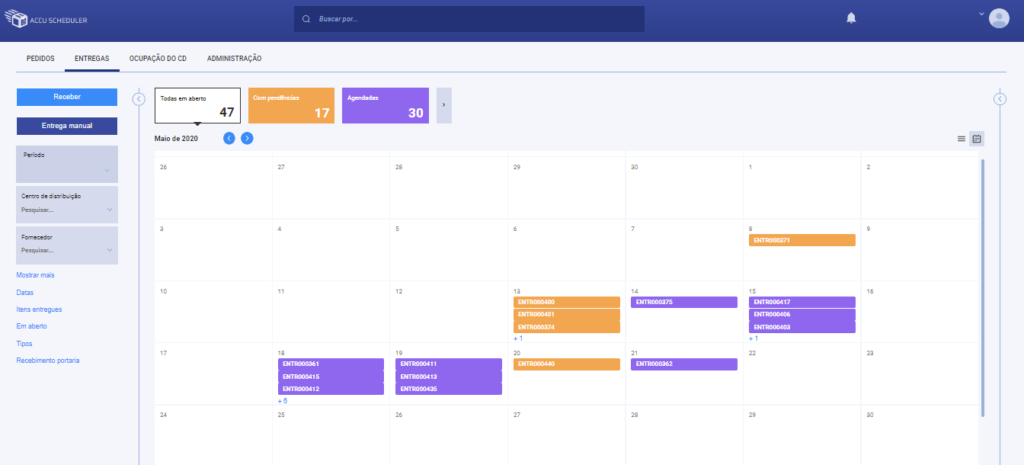 Calendário de entregas – Planeje com o AccuScheduler®